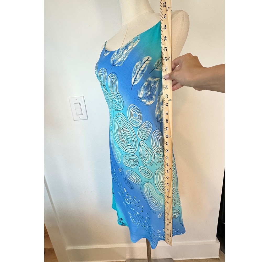 Lapis Y2K String Aqua Slip Satin Dress Whimsical Medium Blue Chiffon Dopamine - Picture 9 of 10